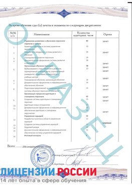 Образец приложение к диплому (страница 2) Севастополь Профессиональная переподготовка сотрудников 